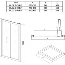Dušo durys Ravak Blix BLDZ2 (70-80-90 cm pločio)