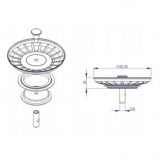 Virtuvinės plautuvės metalinis sietelis 3,5" sifonui