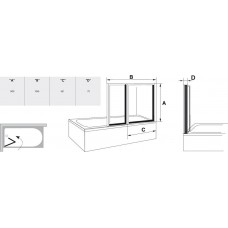 Vonios sienelė Ravak VS2 (105x140 cm), baltas rėmas